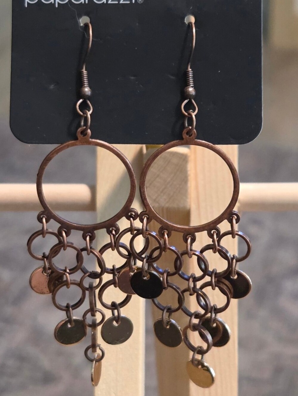 Paparazzi Statement Copper-Tone Circle Fringe Dangle Earrings